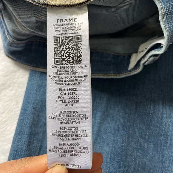 Frame Le High Flare Jeans Ashton Size 32 Blue LHF230 Stretch Denim - Picture 7 of 16